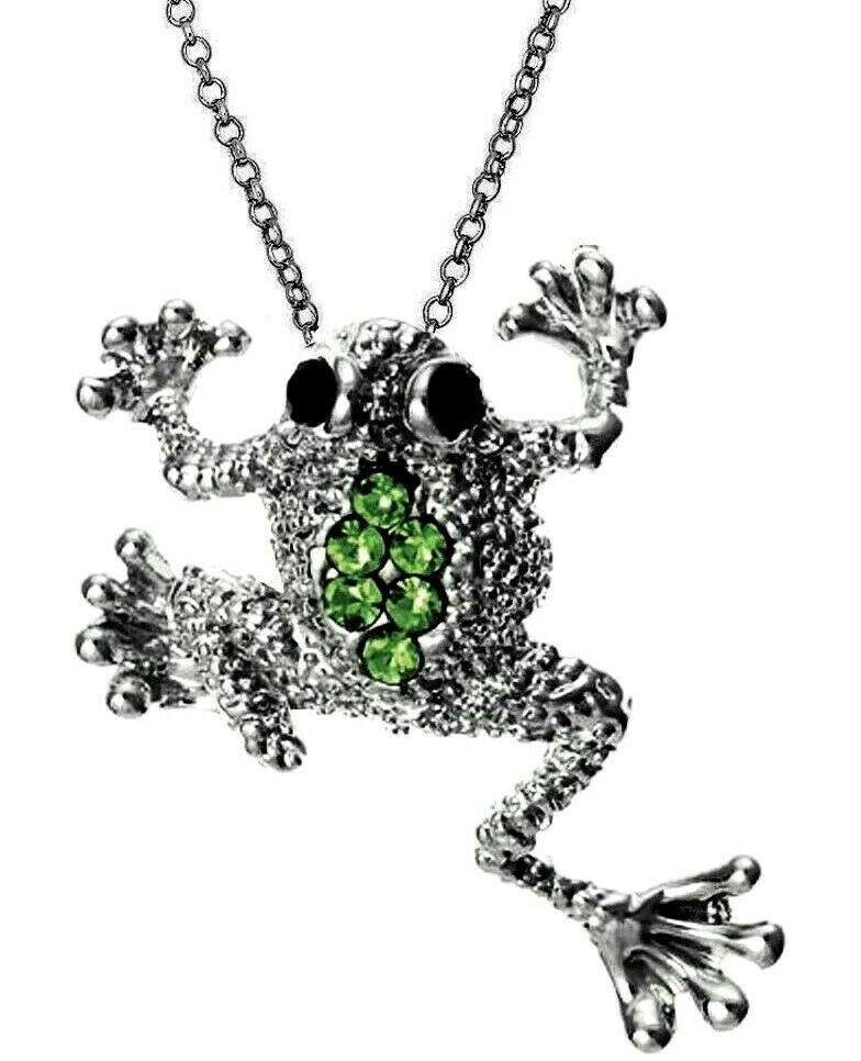 Frog Pendant Necklace 18" Stainless Steel Chain Rhodium Plated with a Gift Boxed