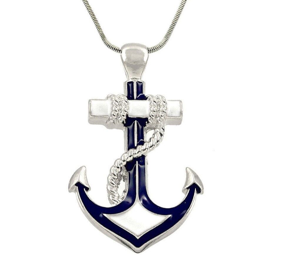 Large Nautical Anchor Pendant Necklace on 19" Chain Gift Boxed Fast Shipping