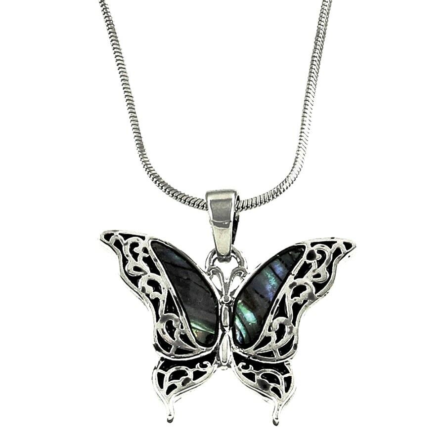 Beautiful Daisy Flower Ladybug and Butterfly Pendant Necklace 17.5" Chain