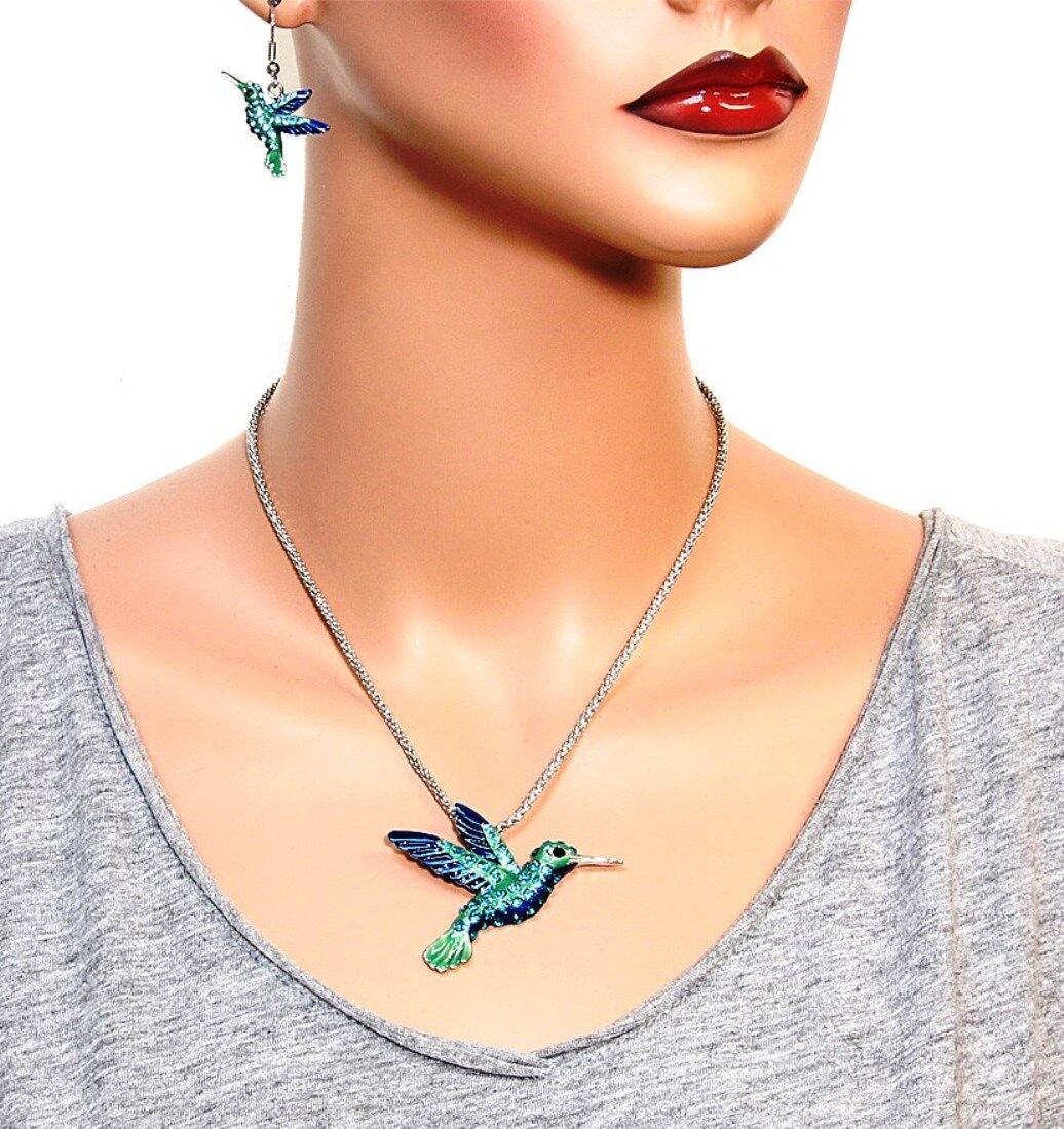 Gorgeous Hummingbird Necklace and Earring Set Gift Boxed Fast Shipping