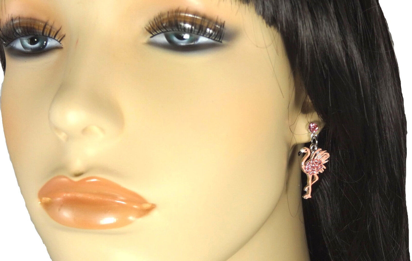Silver Tone Flamingo Earrings Rhodium Plated Gift Boxed Fast Shipping