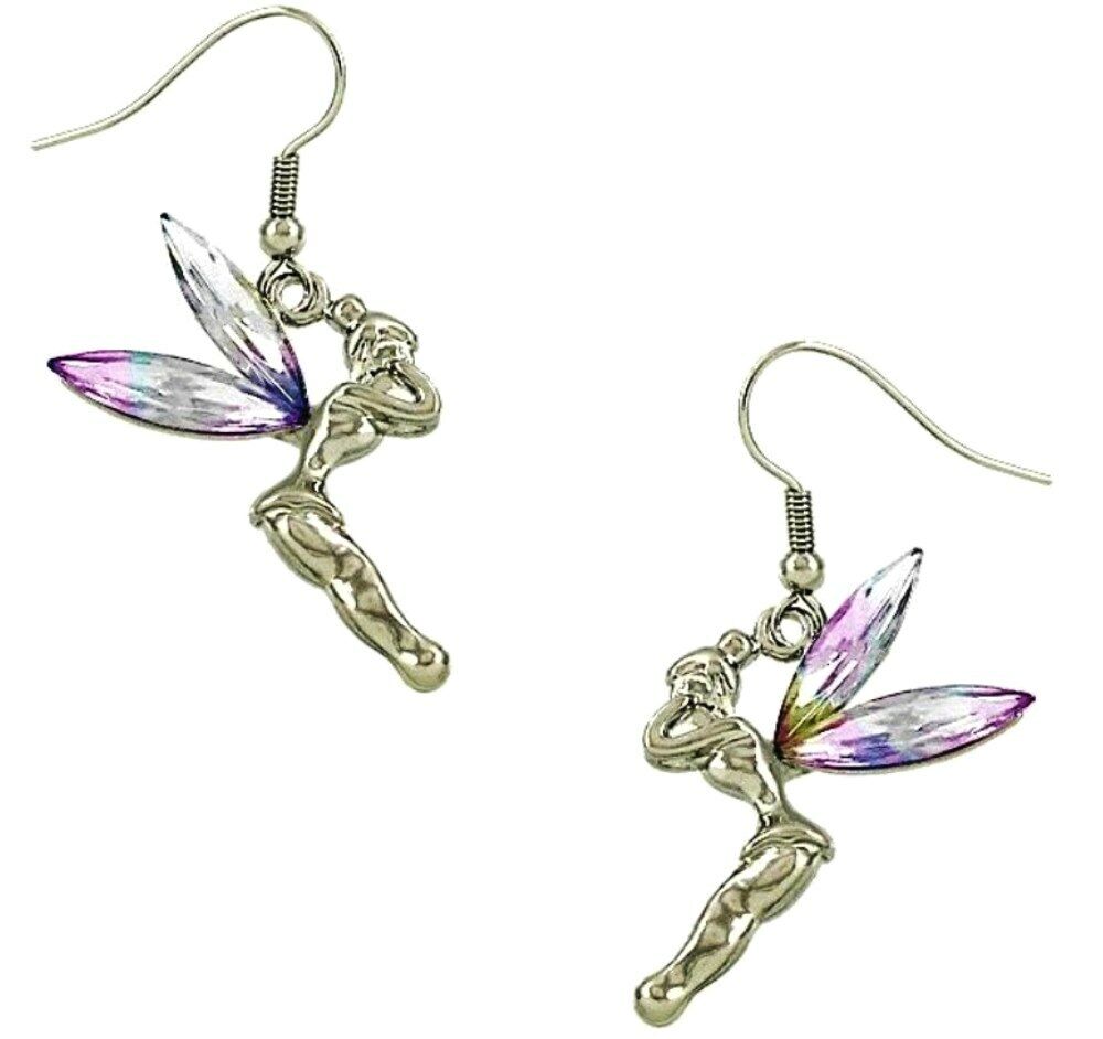 Fairy Tinkerbell Earrings AB Crystal Gift Boxed Fast Shipping Tinker Bell