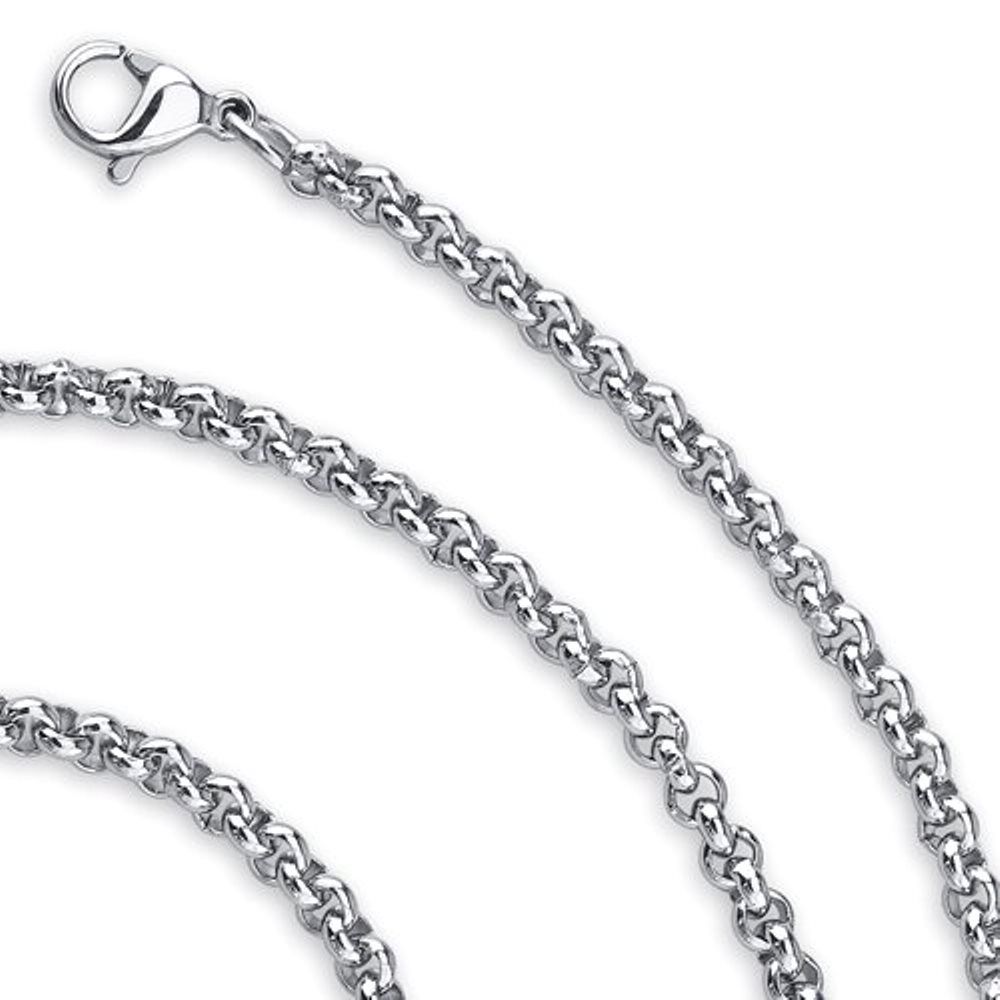316L Solid Durable Stainless Steel Rolo Link Chain Necklace 18" 2.5 mm