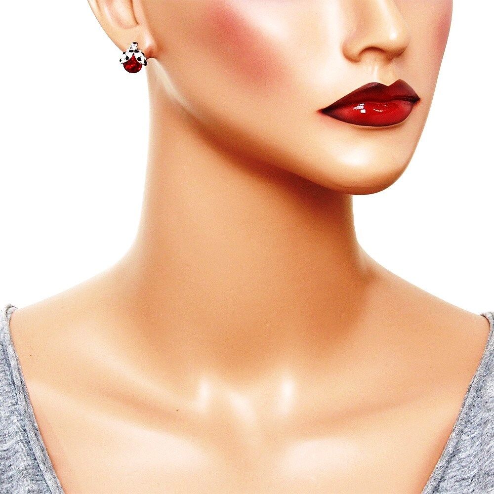 Adorable Silvertone Ladybud Earrings Stud Gift Boxed Fast Shipping