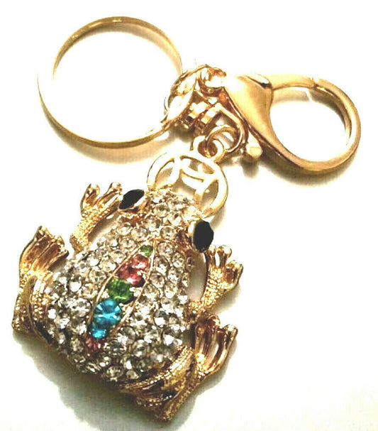 Crystal Lucky Money Frog Key Chain Keychain Key Ring Purse Charm Gift Boxed