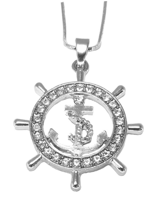 Nautical Ship Wheel Anchor Pendant Necklace Gift Boxed Fast Shipping