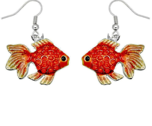 Beautiful Design Gold Fish Goldfish Earrings Gift Boxed Fast Shipping