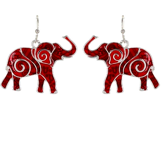 Red Elephant Earrings Dangle Fashion Jewelry Fast Shipping