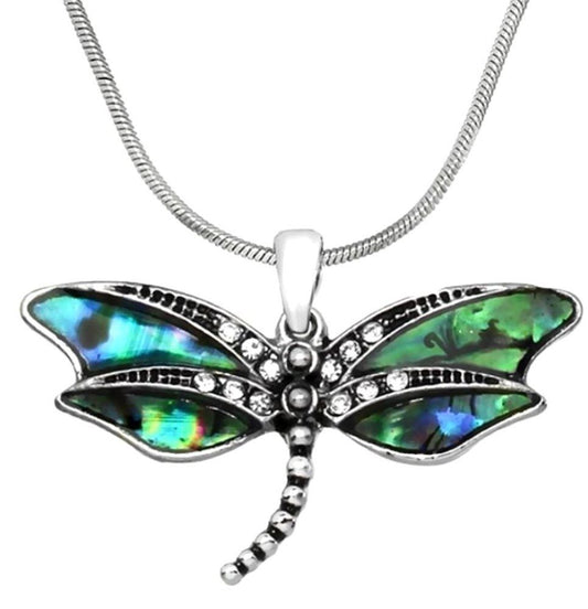 Abalone Dragonfly Pendant Necklace Gift Boxed Fast Shipping