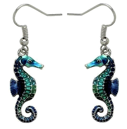 Seahorse Earrings Enameled Silver Plated Gift Boxed Sea Horse Fast Shipping