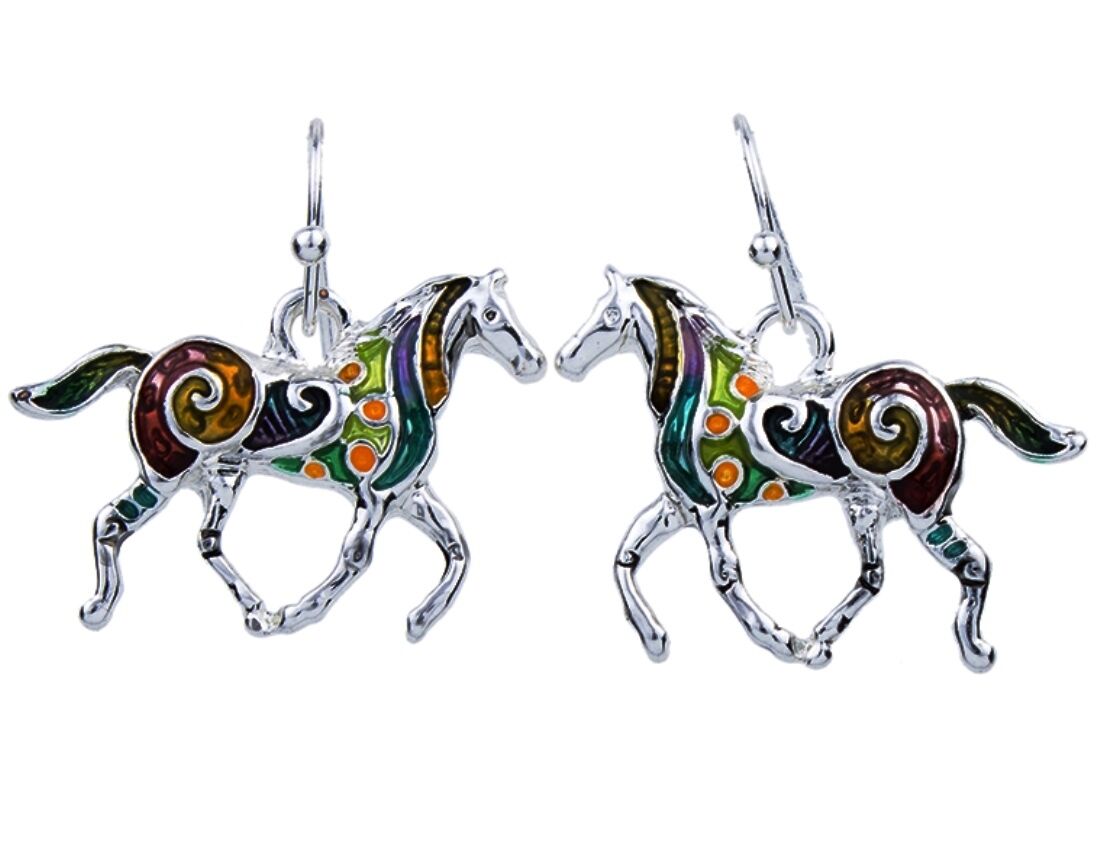 Beautiful Horse Earrings Silver Pated Gift Boxed Fast Shipping