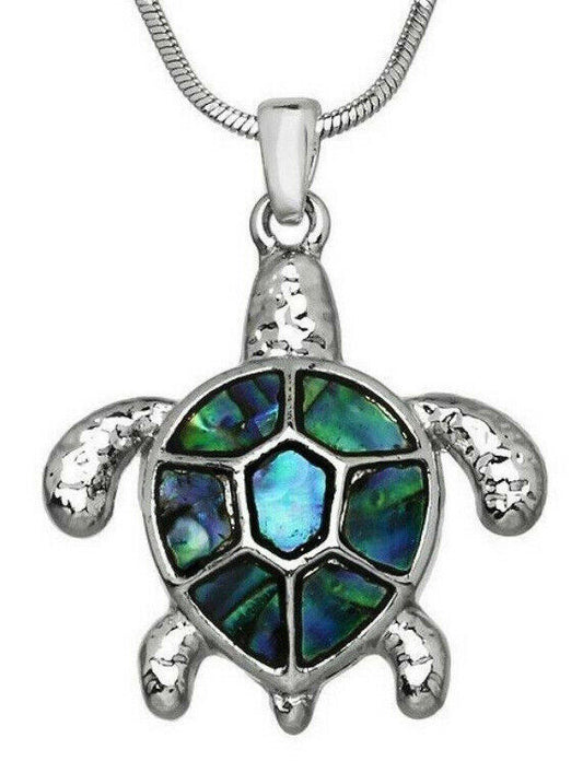 1" Abalone Sea Turtle Pendant Necklace on 18" Chain Gift Boxed Fast Shipping