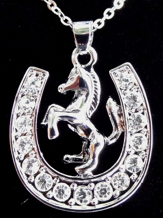 Good Luck Horseshoe Pony Horse Necklace Gift Boxed Fashion Jewelry