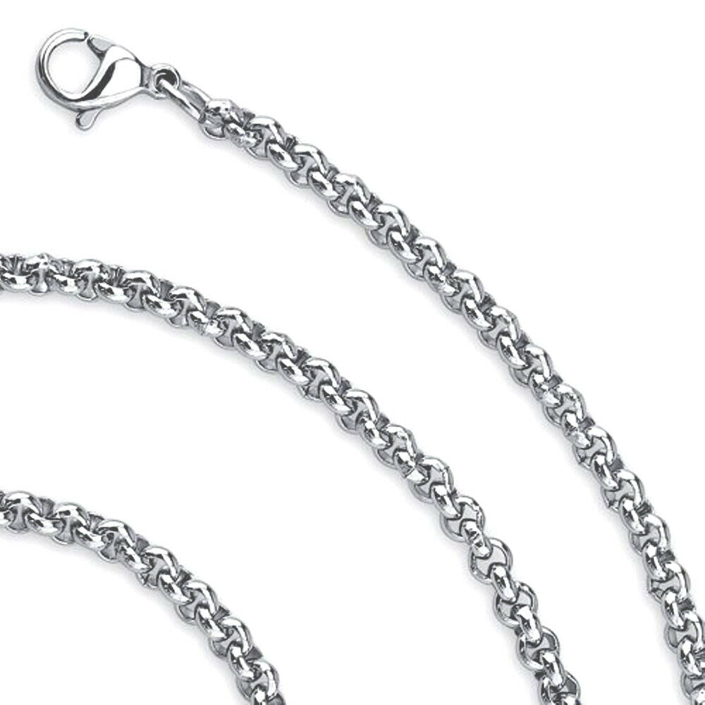 Stainless Steel Rolo Link Chain Necklace 24" for Men Women