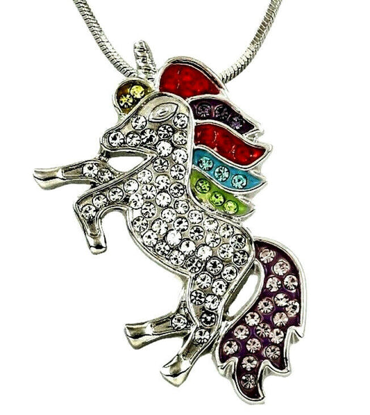 DianaL Boutique Crystal Horse Unicorn Pendant Necklace Fast Shipping