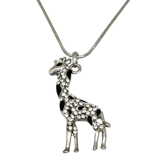 Beautiful Giraffe Pendant Necklace  Rhodium Plated Gift Boxed Fast Shipping