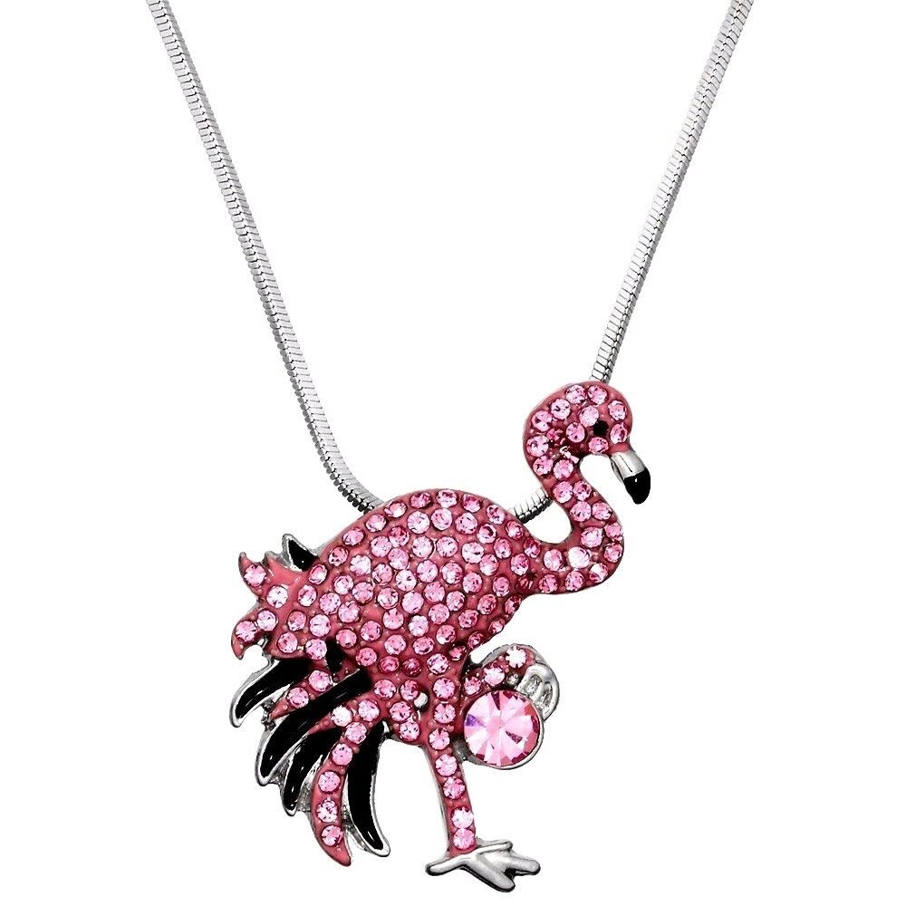 Gorgeous Design Pink Flamingo Pendant Necklace 18"  Chain Fast Shipping